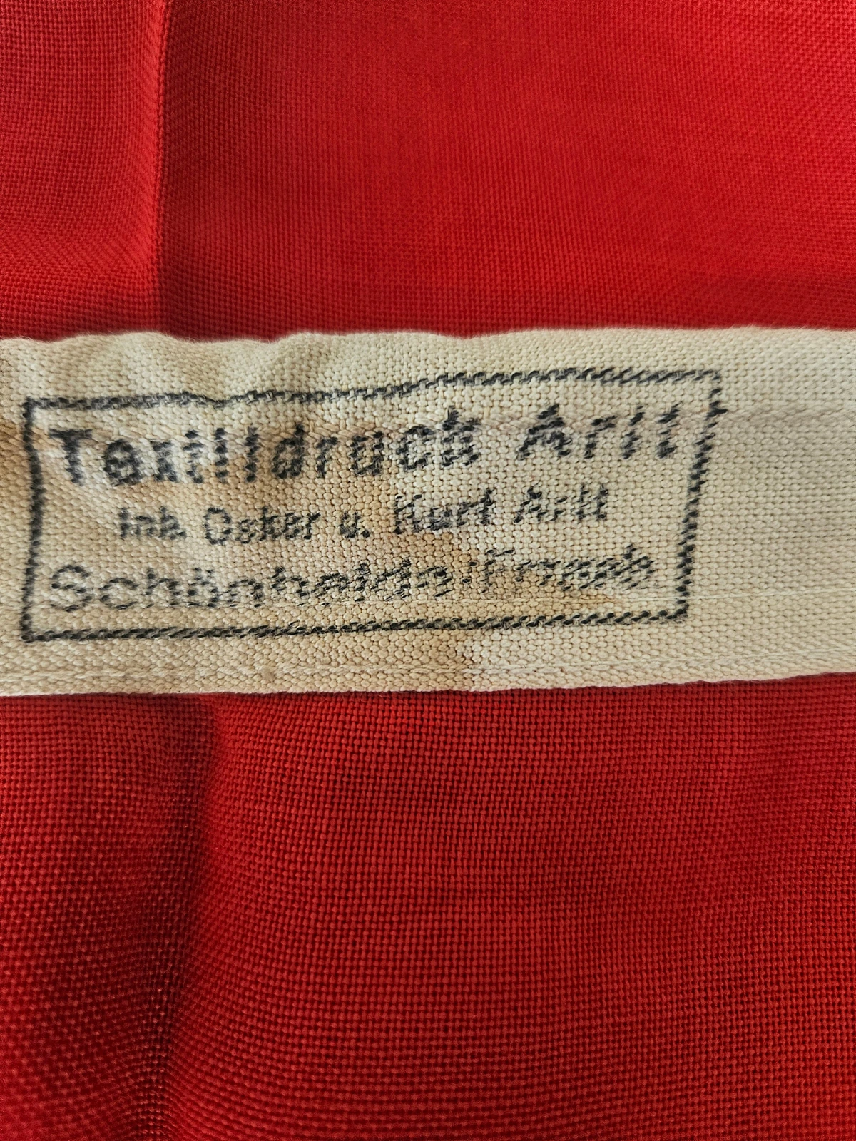 Maker label — Textildruck Arlt, Schönheiderhammer (Inh. Oskar & Kurt Arlt).