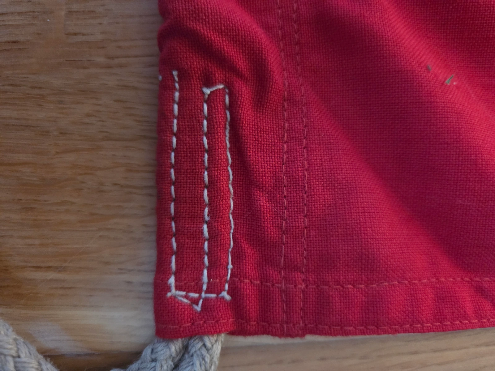 Hoist rope stitching detail