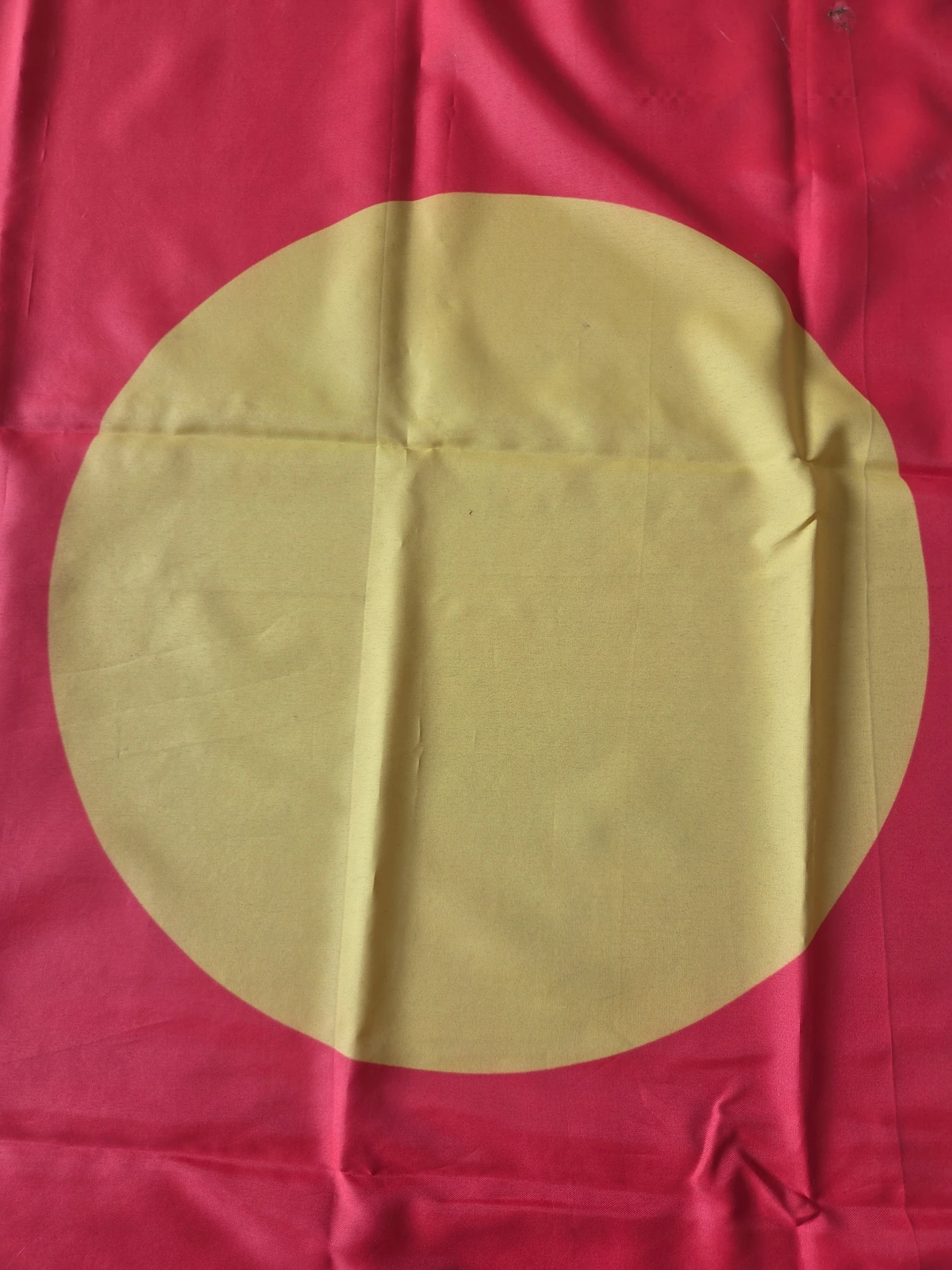 Printed yellow disc on the red polyester field of FG-062